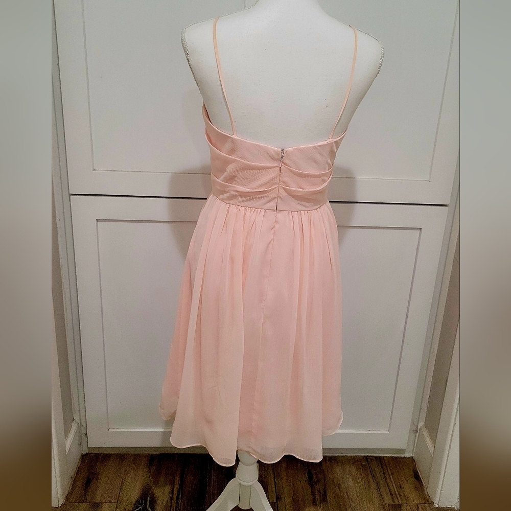 Romantic Pink Chiffon Formal Spaghetti Strap Dress | Size 4 - Picture 3 of 6